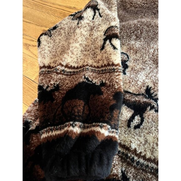 Awesome 90s Mazmania Fleece XS Moose Crossing Brown White(Fits a bit Larger) - Picture 3 of 14